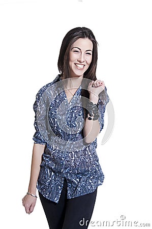 Stylish smiling woman isolated Stock Photo