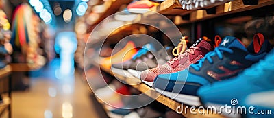 Stylish Sports Footwear Displayed For Sale In A Trendy Retail Store Stock Photo