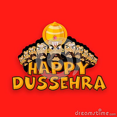 Stylish text with Ravana for Happy Dussehra. Stock Photo