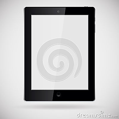 Stylish and trendy tablet in black on a white background. Vector Illustration