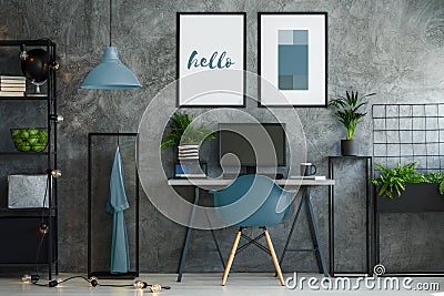 Stylish turquoise and gray interior Stock Photo