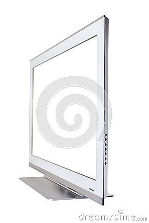 Stylish TV with an isolated screen on white background for text Stock Photo