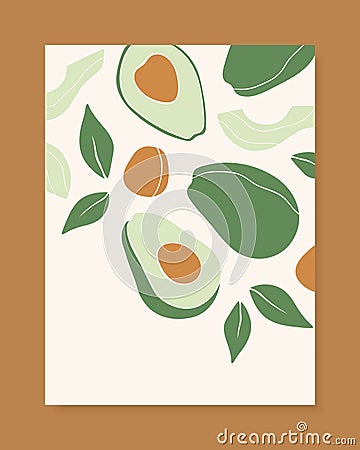 Stylish vector cover design with avocado fruits. Vector Illustration