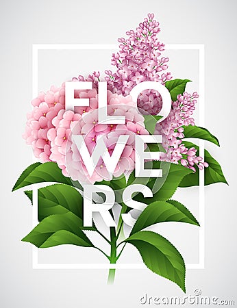 Stylish vector poster with beautiful flowers Vector Illustration