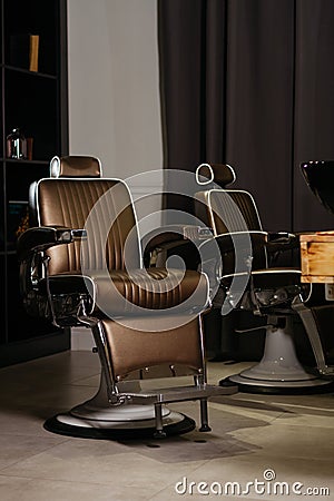 Stylish Vintage Barber Chair Stock Photo
