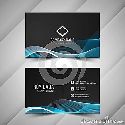 Stylish wavy business card design modern template Vector Illustration