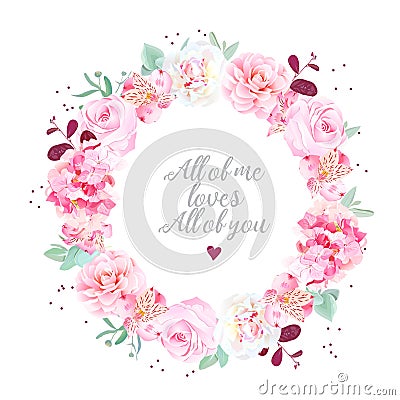 Stylish wedding flowers card with dots Vector Illustration