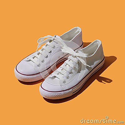 Stylish white canvas shoes Stock Photo