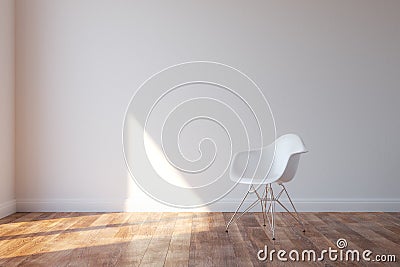 Stylish White Chair In Minimalist Style Interior Stock Photo