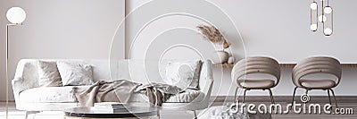 Stylish white modern living room interior, home decor Stock Photo