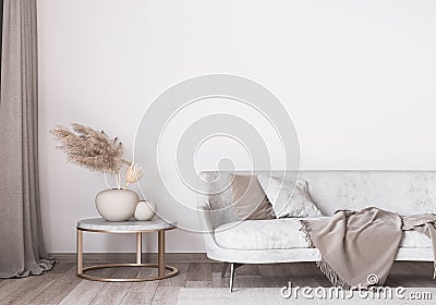 Stylish white modern living room interior, home decor Stock Photo