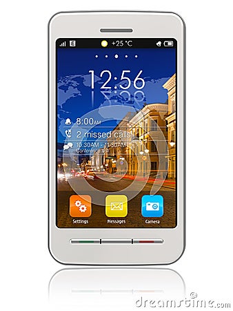 Stylish white touchscreen smartphone Stock Photo