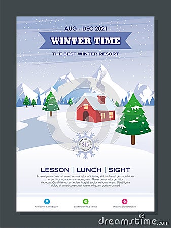 Stylish Winter Flyer or Poster Template Design Stock Photo