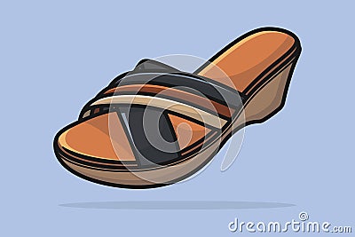 Stylish Women Feet Wearing Slipper vector illustration. Beauty fashion objects icon concept. Female colorful unique style slipper Vector Illustration