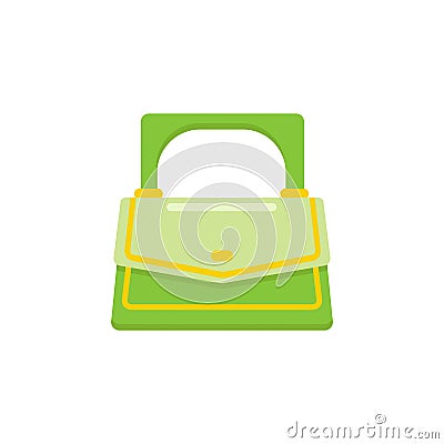 Stylish women's bright green handbag isolated on a white background Vector Illustration