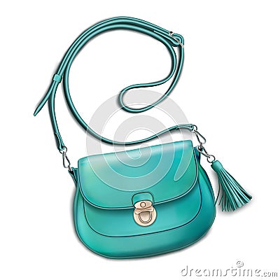 Stylish women`s mint handbag Vector Illustration