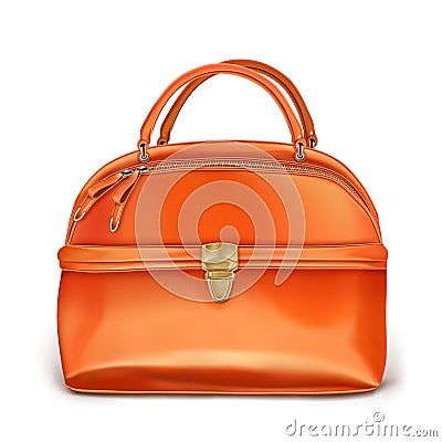 Stylish women`s orange handbag Vector Illustration