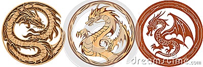 Stylish wooden dragon logo in 2D style AI Generated Stock Photo