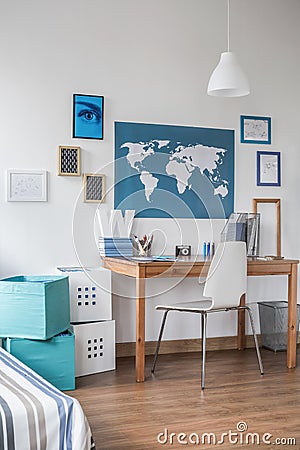 Stylish workspace in teen room Stock Photo