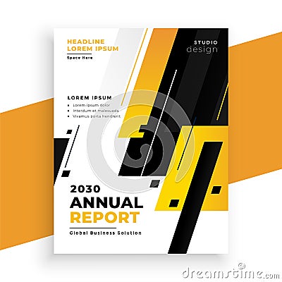 Stylish yellow annual report business brochure design template Vector Illustration