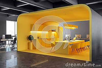 Stylish yellow office kitchen Stock Photo