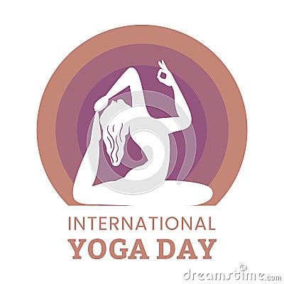 Stylish yoga day vector illustration with multicolor text effect, dark blue, yoga position, international yoga day special, Lady, Vector Illustration