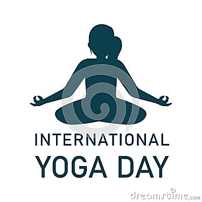 Stylish yoga day vector illustration with text effect, dark blue, yoga position, international yoga day special, woman doing yoga Vector Illustration