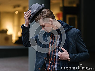 Stylish young man fashionist trendy lifestyle Stock Photo