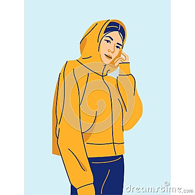 Stylish young women dressed in sports clothes Vector Illustration