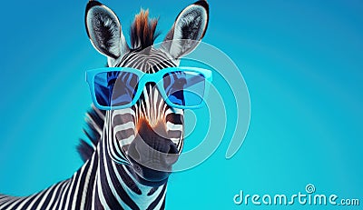 Stylish Zebra Showcases the Latest in Animal Fashion with Cool Sunglasses - Generative AI Stock Photo