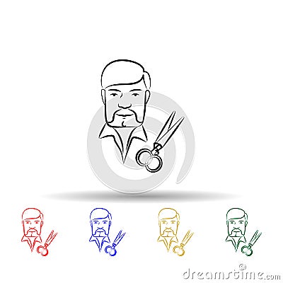 Stylist avatar multi color icon. Simple thin line, outline vector of mobile concept icons for ui and ux, website or mobile Stock Photo