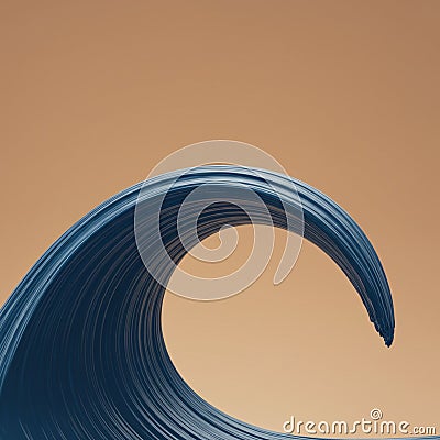 A stylized, abstract representation of a wave curl, resembling smooth, blue layers Stock Photo
