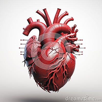 Stylized Anatomical Human Heart Illustration. Anatomical Artistry Cartoon Illustration