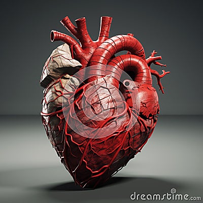 Stylized Anatomical Human Heart Illustration. Anatomical Artistry Cartoon Illustration