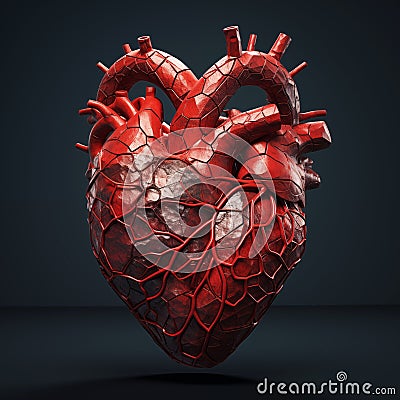 Stylized Anatomical Human Heart Illustration. Anatomical Artistry Cartoon Illustration