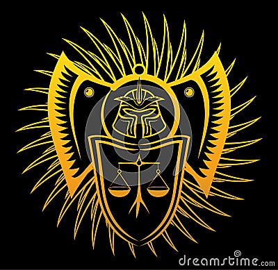 Stylized art with symbol of law Vector Illustration