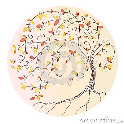 Stylized autumn tree Vector Illustration