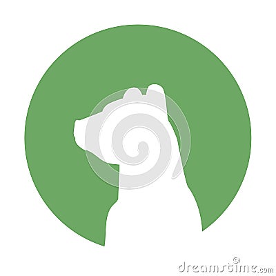 Stylized bear profile portrait green avatar icon with round silhouette, minimalist concept illustration, avatar and digital button Cartoon Illustration