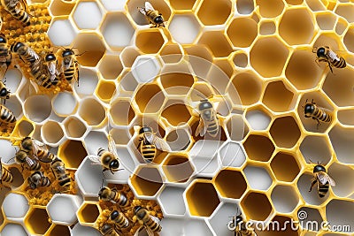 Stylized beehive, yellow and white background. Stock Photo