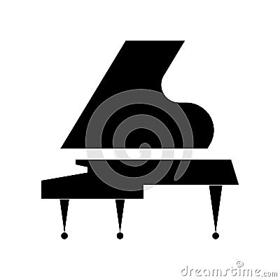 Stylized black Grand piano on a white background. Vector flat design. Vector Illustration