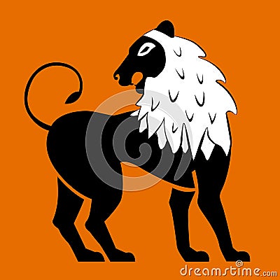 Stylized black lions. Lion silhouette. Vector illustration isol Vector Illustration