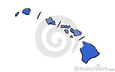 Stylized blue sketch map of Alaska Vector Illustration