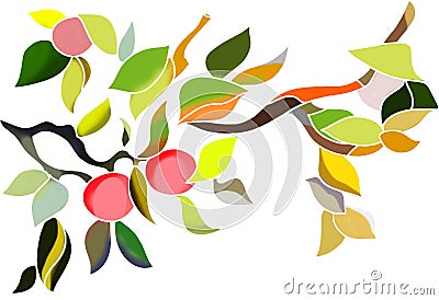 Stylized branch with fruits, design element Vector Illustration