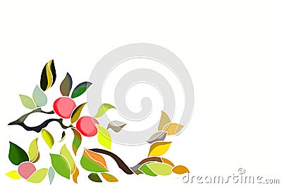 Stylized branch with fruits, design element Stock Photo