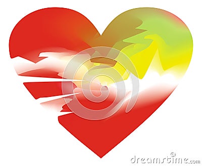 Stylized broken heart, painted in gentle pastel colors Vector Illustration