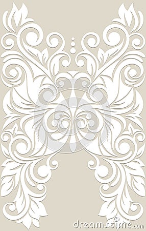 Stylized butterfly with floral ornament. Wedding background.Card for Mothers Day. Vector Illustration