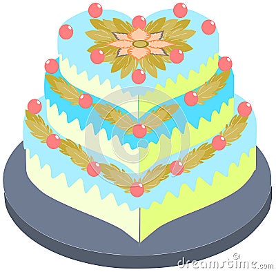 Stylized cake with floral decoration isolated Stock Photo