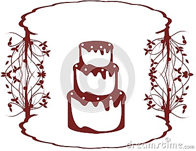 Stylized cake with floral fantasy isolated Stock Photo