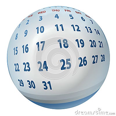 Stylized calendar mapped on ball Stock Photo