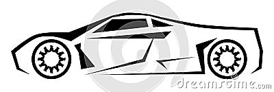 Stylized car in black and white isolated Vector Illustration